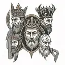 a simple tattoo combining elements of the characters Macbeth, king Lear, and king Claudius  tattoo design idea