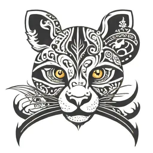  tattoo tribal panda cat frog and unicorn half sleeve size tattoo design idea
