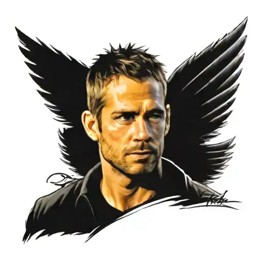 Paul walker R34 fading tattoo design idea