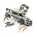 Paul walker R34 fading tattoo design idea