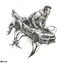 Paul walker R34 fading tattoo design idea