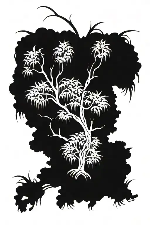 willow tree , hazel tree, reed grass looking tattoo design idea