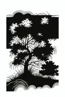 willow tree , hazel tree, reed grass looking tattoo design idea