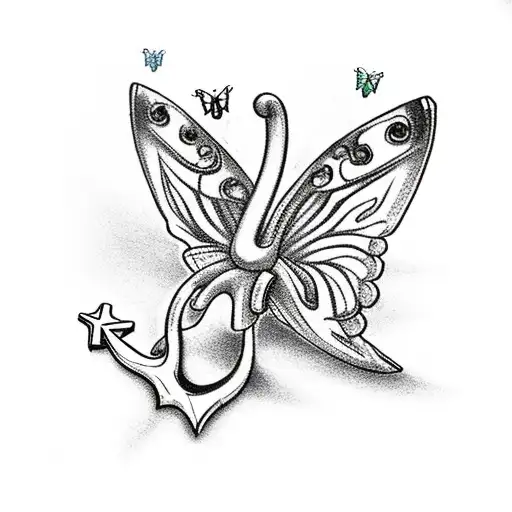 Anchor became butterflies  tattoo design idea