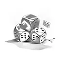 risk takers writing with dice and a moneybag  tattoo design idea