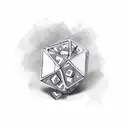 risk takers writing with dice and a moneybag  tattoo design idea