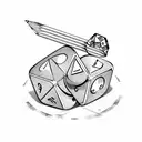 risk takers writing with dice and a moneybag  tattoo design idea