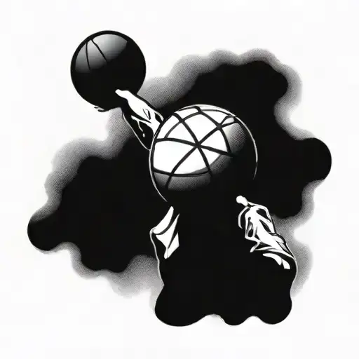 A basketball spinning on the tip of Jesus Christ's finger tattoo design idea