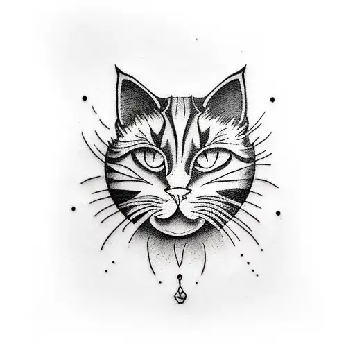Black cat icon tattoo design idea