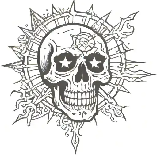 skull with a sun  tattoo design idea