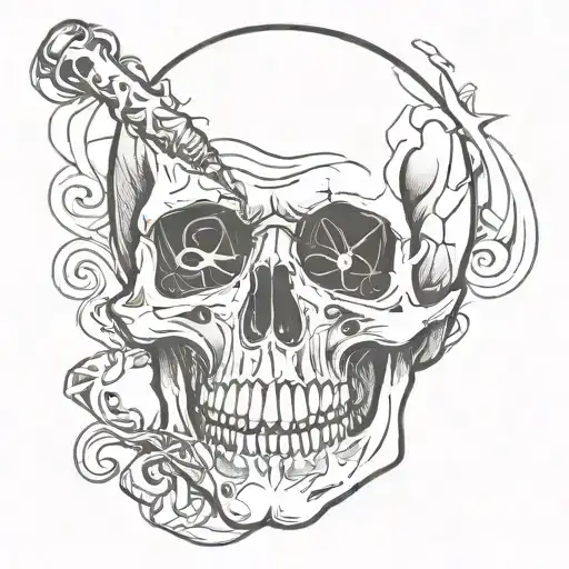 skull smoking a joint tattoo design idea
