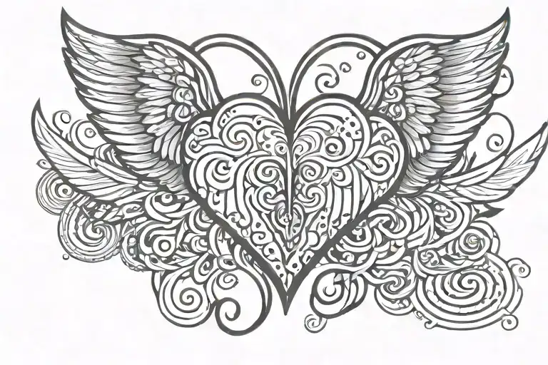 heart with wings tattoo design idea