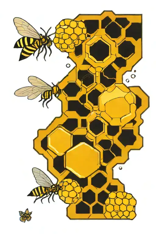 honey comb without bees tattoo design idea
