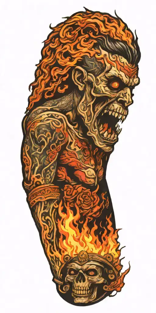 gaint phinox on fire tattoo design idea