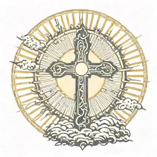 cross with sun behinde it  tattoo design idea