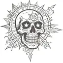 skull with a sun  tattoo design idea