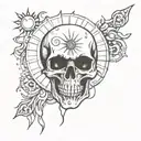 skull with a sun  tattoo design idea
