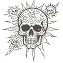 skull with a sun  tattoo design idea