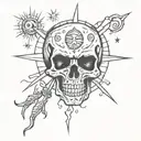 skull with a sun  tattoo design idea