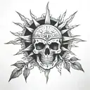 skull inside of a sun tattoo design idea