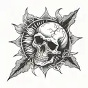 skull inside of a sun tattoo design idea