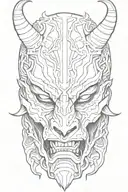 half Oni Mask tattoo design idea
