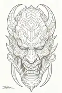 half Oni Mask tattoo design idea
