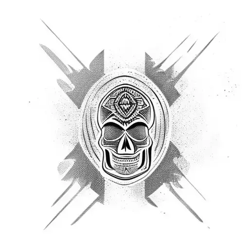 skull and paddleboard  tattoo design idea