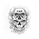 skull and paddleboard  tattoo design idea