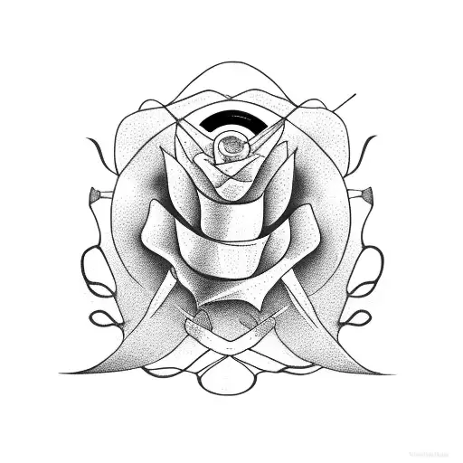 rowing oar with black eye Duden flower and violet wrapped around it tattoo design idea