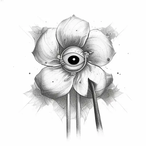 rowing oar with black eye Duden flower and violet wrapped around it tattoo design idea