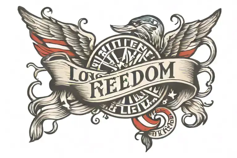 written long live freedom tattoo design idea