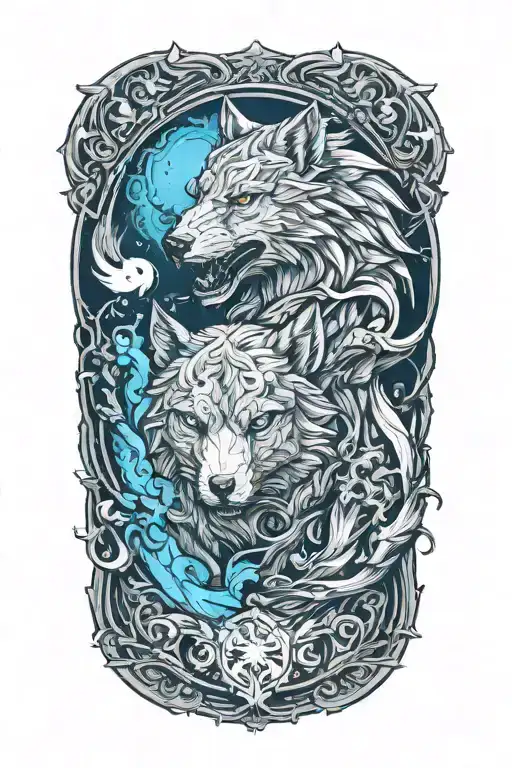 Design a full sleeve tattoo incorporating valkyries and fenris wolf   tattoo design idea