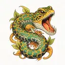 leopard gecko, snake coiled tattoo design idea