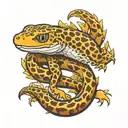 leopard gecko, snake coiled tattoo design idea