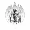 skeleton and sunset tattoo design idea