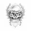 skeleton and sunset tattoo design idea