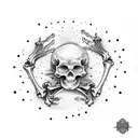 skeleton and sunset tattoo design idea