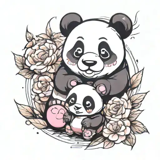kirby and panda tattoo design idea