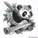 kirby with knife cuts panda bamboo  tattoo design idea