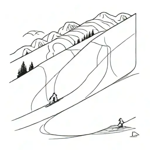 ski slope with a professional track for athletes in the giant ski discipline tattoo design idea