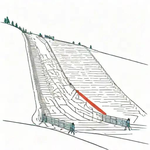 ski slope with a professional track for athletes in the giant ski discipline tattoo design idea