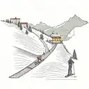 ski slope with a professional track for athletes in the giant ski discipline tattoo design idea