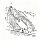 ski slope with a professional track for athletes in the giant ski discipline tattoo design idea