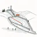 ski slope with a professional track for athletes in the giant ski discipline tattoo design idea