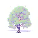 knarley tree with Indian spear hunting tattoo design idea