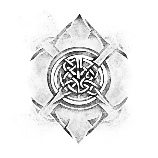Celtic style, Thor's hammer, I rune tattoo design idea