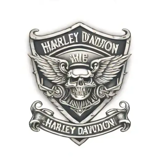 Harley Davidson bar and shield adorned tattoo design idea