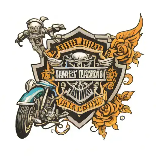 Harley Davidson bar and shield adorned tattoo design idea