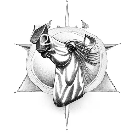 horse shoe with roman numerals tattoo design idea